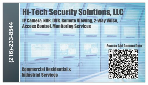 Hitech Camera Security Business Card